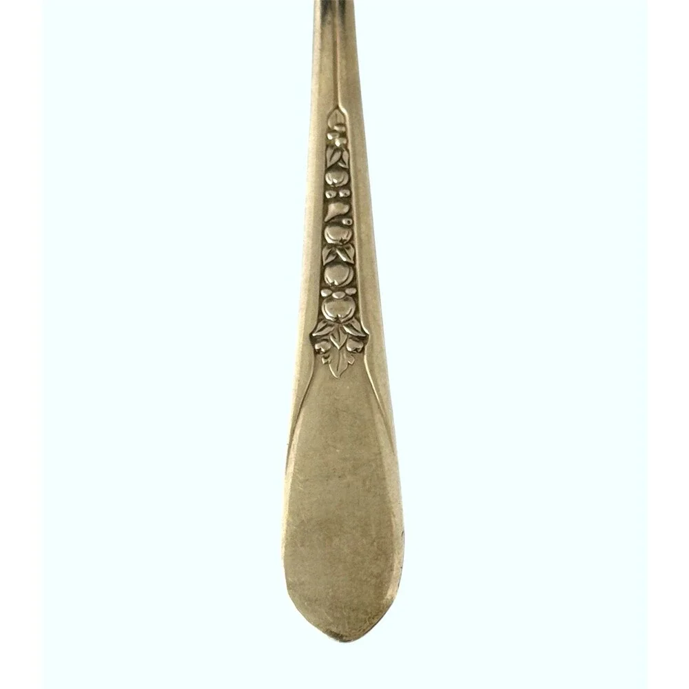 Wm Rogers Mfg Co Original Rogers Serving Spoon Fruit Motif Silverplate VTG 1890s